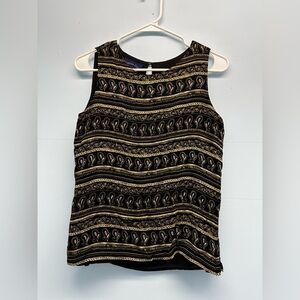 Women’s Charter Club Black And Gold Paisley Floral Sleeveless Ladies Blouse 6P